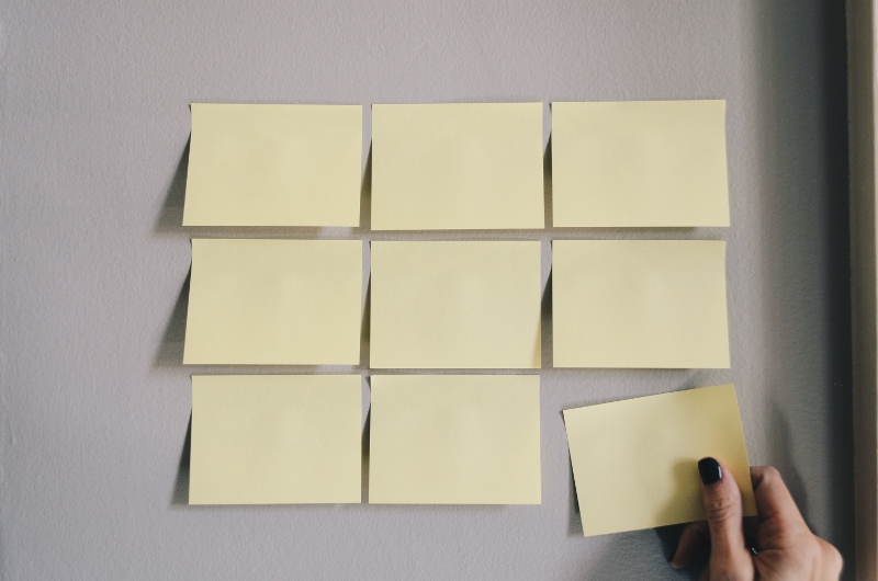 blank sticky notes on wall